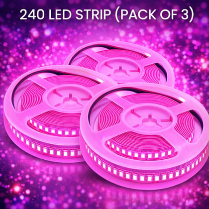 SPARKWORLD 240 LEDs 5 m Pink Steady Strip Rice Lights (Pack of 3) SPARKWORLD 240 LEDs 5 m Pink Steady Strip Rice Lights (Pack of 3)