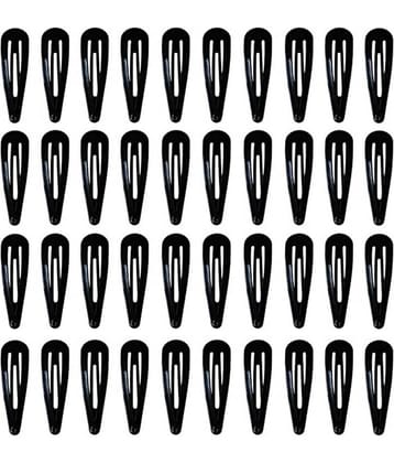 KTU 40 pcs Black Barrettes Small Snap Clip Size 30 mm(Small) Women Metal Hair Clips Accessories Water Drop Female Hair Clips