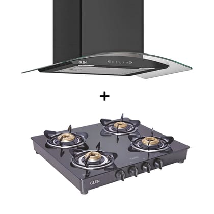 4 Burner Gas Stove Brass Burner (CT1043BL) + Auto Clean Chimney with Motion Sensor 60cm 1200 m3h (CH6063) - CH6063CT1043BL 4 Burner Gas Stove Brass Burner (CT1043BL) + Auto Clean Chimney with Motion Sensor 60cm 1200 m3h (CH6063) - CH6063CT1043BL