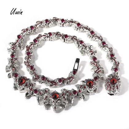 New Fashion Jewelry Evil Eye Jewelry Luxury Red Cz High Quality Men Necklace Hip Hop Jewelry Eye Necklace