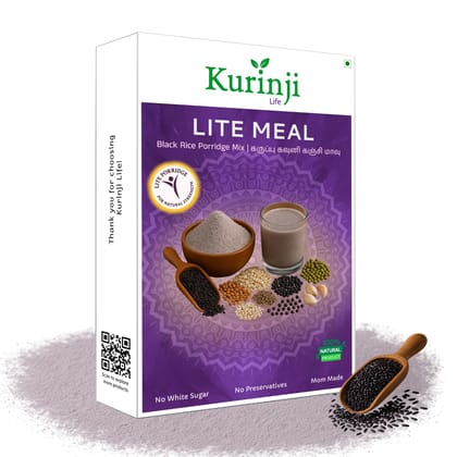 Kurinji Life LITE MEAL – Karuppu Kavuni Black Rice Porridge Mix | Traditional Tamil Superfood | Rich in Antioxidants, Iron & Fiber | Boosts Energy, Strength & Immunity | 300g