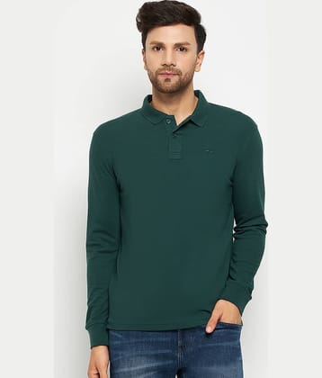 98 Degree North Pack of 1 Cotton Blend Regular Fit Solid Full Sleeves Men's Polo T Shirt ( Dark Green )