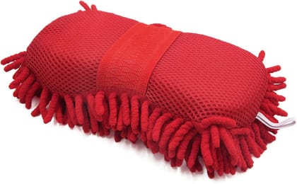 Car Washing Sponge Brush | Microfiber Car Wash & Dry Cleaning Accessories | Perfect for Car, Bike, Kitchen Cleaning Tool | Soft Smooth Scratch Free Duster (Red)