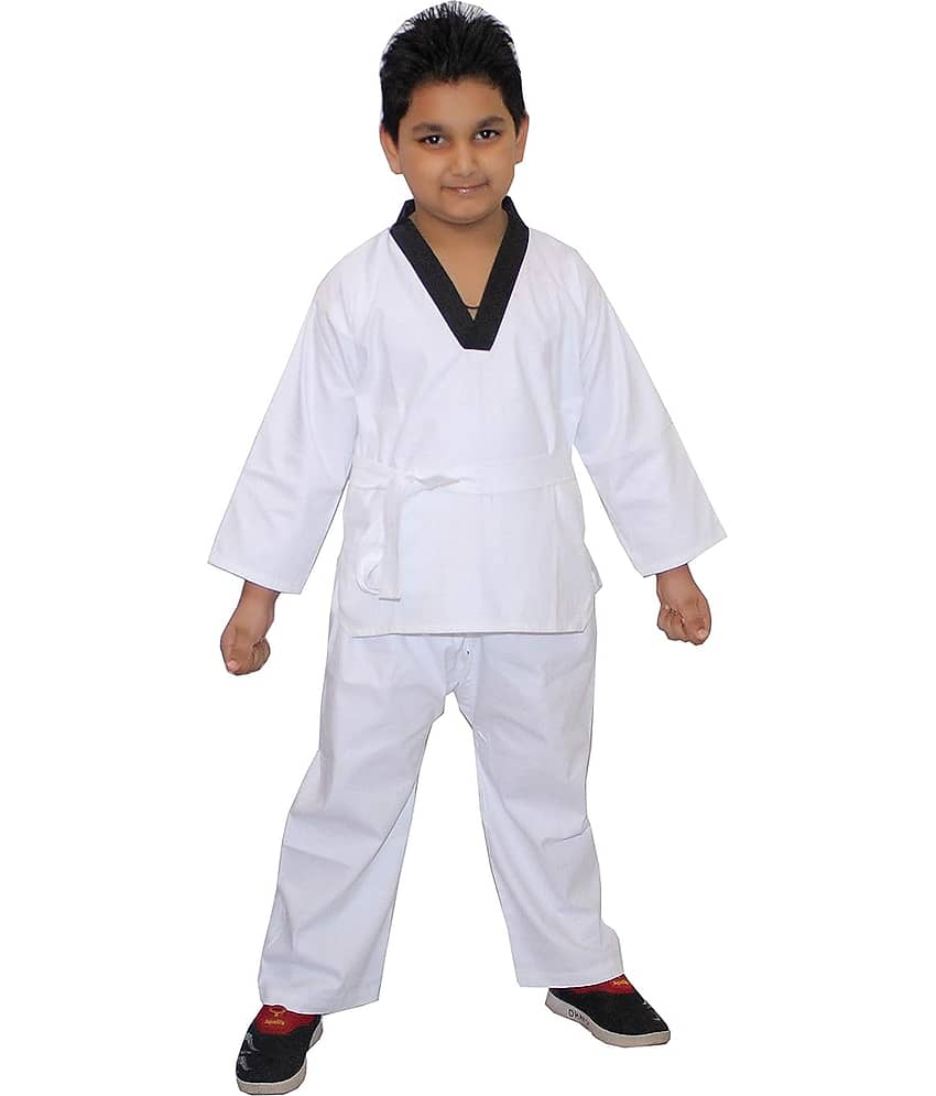 Kaku Fancy Dresses Martial Art Karate Costume -White, 7-8 Years, For Boys & Girls