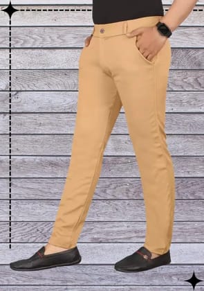 Mens Lycra Stretch Casual Pants Slim Fit Comfortable Trousers