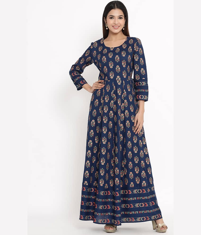 Kbz - Blue Rayon Women's Flared Kurti ( Pack of 1 )