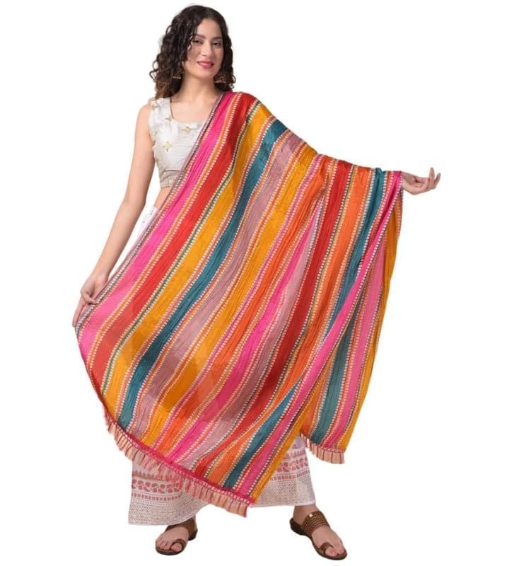 Women's Chanderi Printed Dupatta (Multicolor)-PID47066