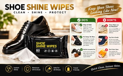 Shoe Cleaning Wipes | Instant Shoe Cleaner & Shine Wipes | Pre-Moistened Cleaning Wipes for Shoes & Accessories