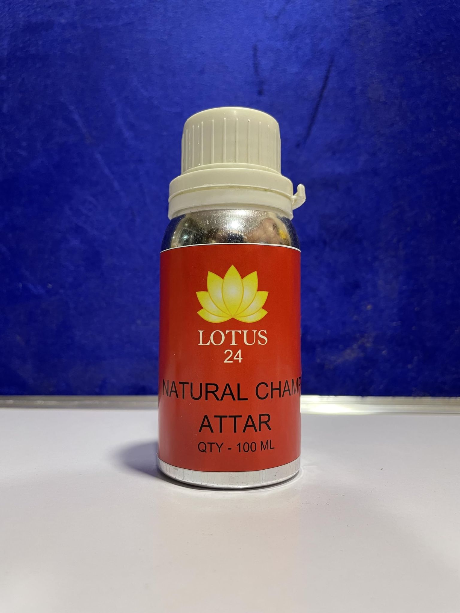 LOTUS24 Champa Attar 3.4 fl. oz. (100ml) + Free 0.2 fl. oz. (6ml) | Exotic & Floral Champa Aroma | Long-Lasting Alcohol-Free Perfume Oil