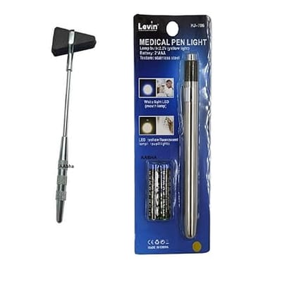 AABHA Combo of Doctor Pen Torch and Knee Hammer for Medical Students and Doctors