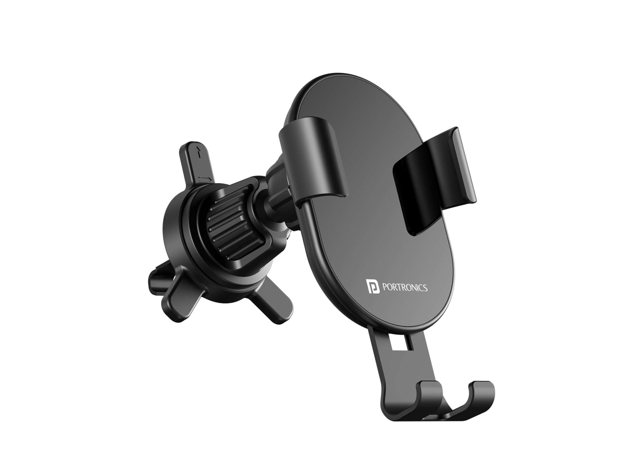 Portronics Charge Clamp 4 Wireless Car Charger with 15 Watts Fast Charging, AC Vent Mount, 360 Rotation, Strong Grip, Free Type-C Cable, Qi Charger for iPhone & Android Smartphones