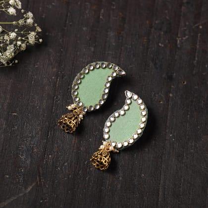 Green - Aarohi Stone Work Fabart Earrings