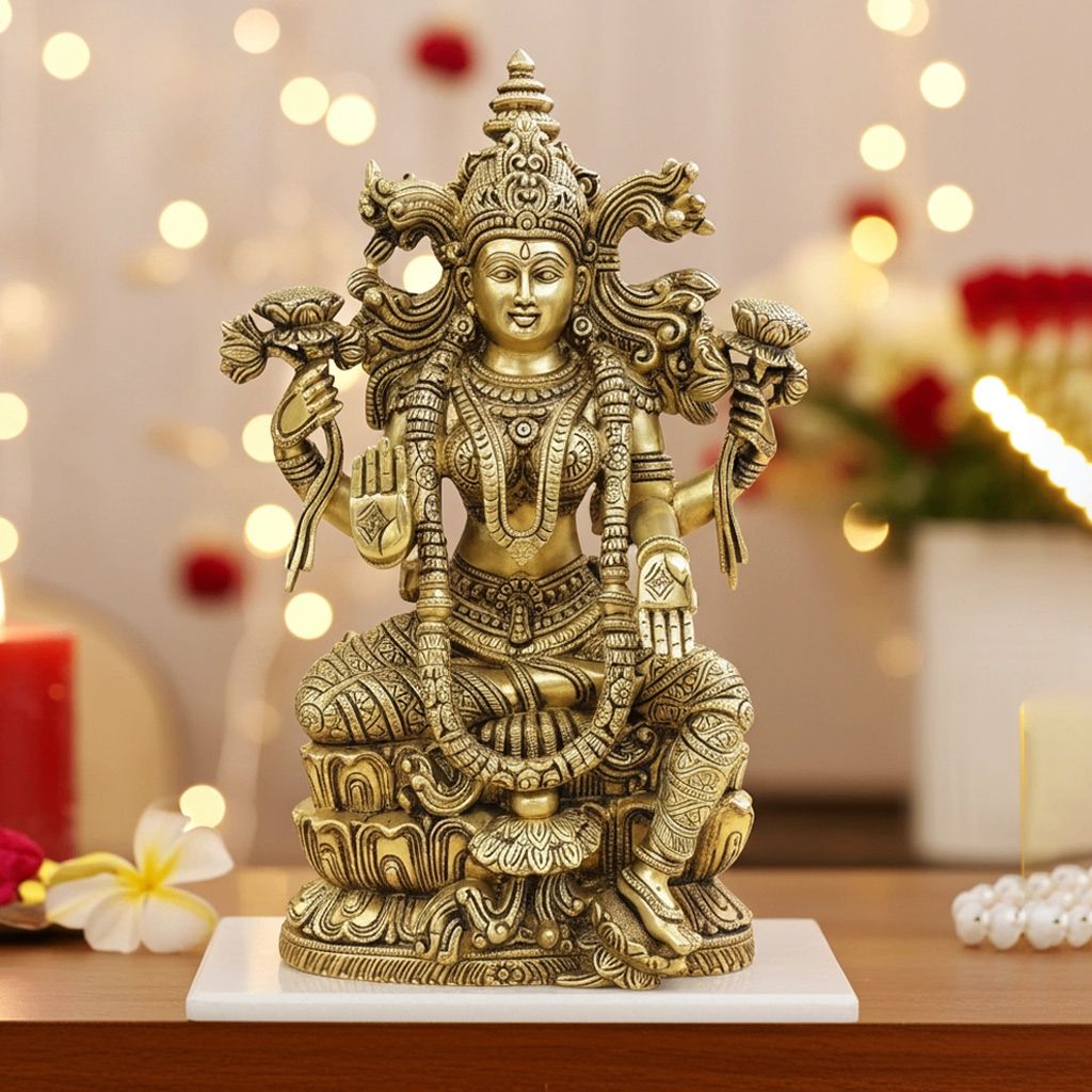 Brass Laxmi Mata Idol for Prosperity & Vastu, Height : 15 Inch (BSMAS1891 L)