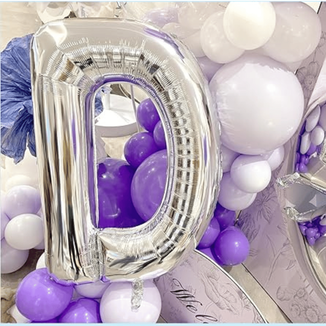 Letter D Silver Foil Balloon - 16 inches - 1PC