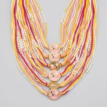 Floral Enamel Multi-Strand Thread Rakhi (1 piece)