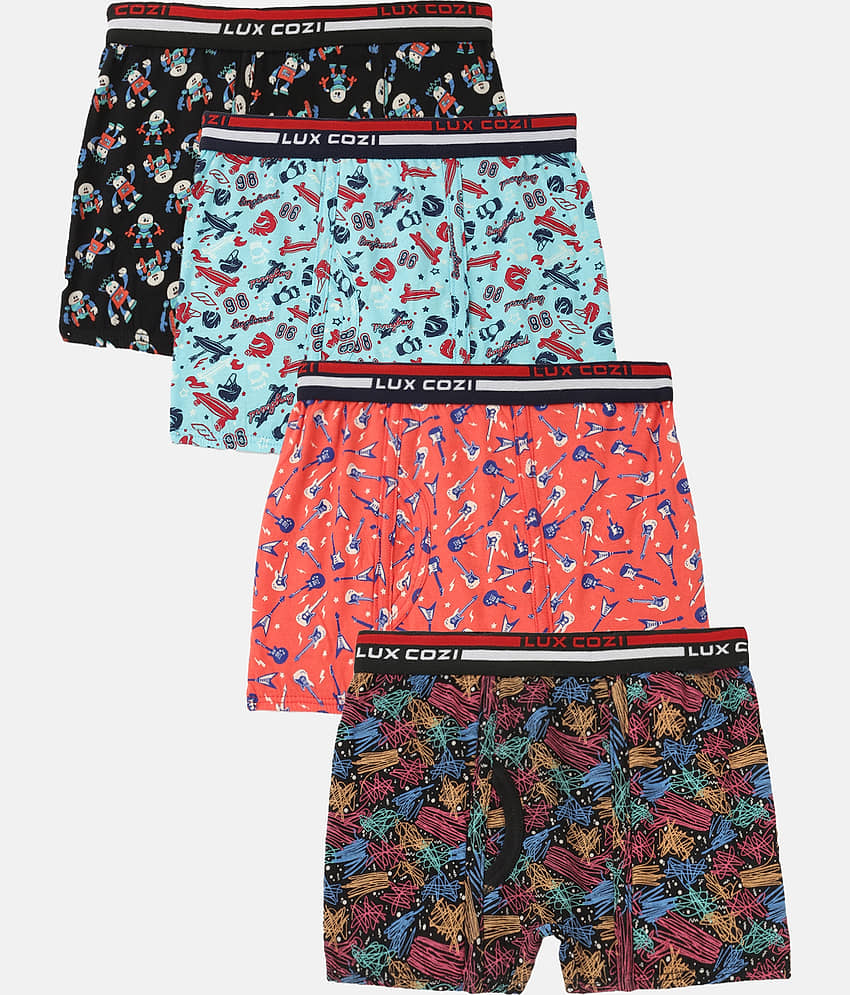 Lux Cozi Pack of 4 Boys Cotton Trunks ( Multicolor )