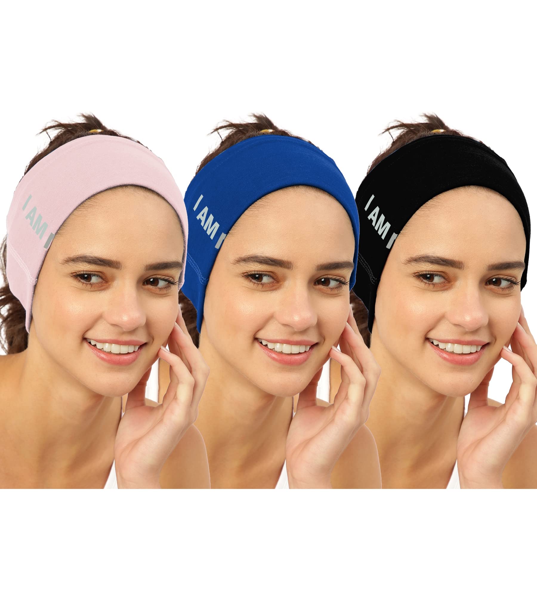 FREECULTR Unisex Bamboo Bandana, Anti Microbial Super Soft & Comfort Fit, Breathable Multipurpose Headband, Face Mask for Dust Protection and Sun - Size Printed Pack of 3-Black, Peach, Pilot Blue