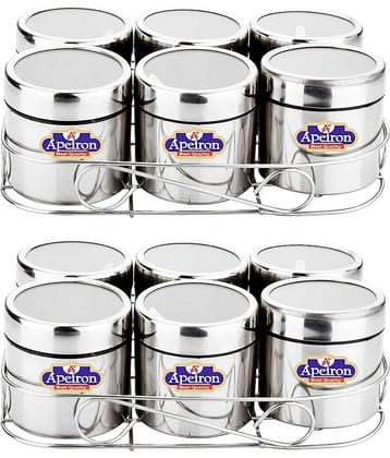 APEIRON Masala 6 big Steel Spice Container Set of 12 350 mL