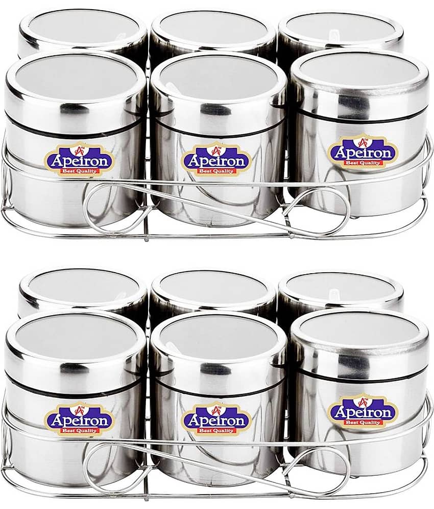 APEIRON Masala 6 big Steel Spice Container Set of 12 350 mL