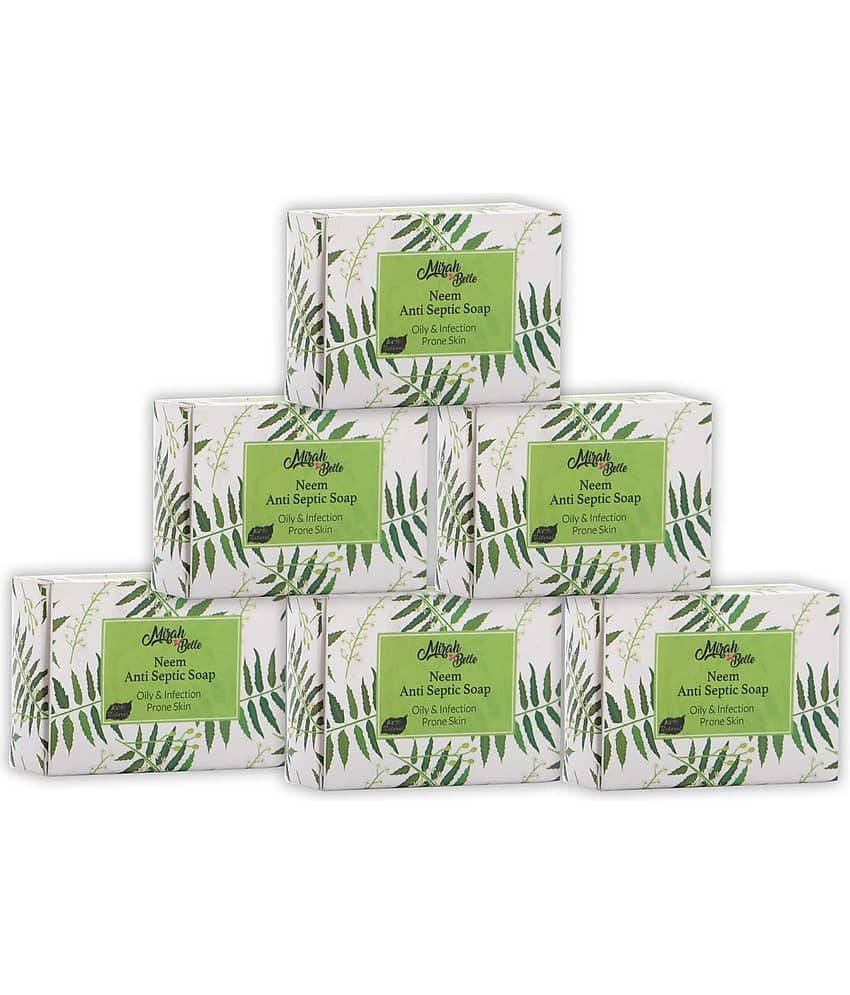 Mirah Belle Organic Neem Anti - Septic Soap Bar (Pack of 6-125 gm) Soap 750 gram g Pack of 6