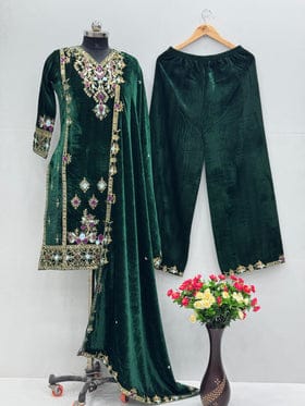 Beautiful Party Wear Velvet Top And Bottom With Dupatta