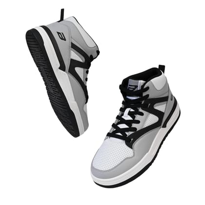 Bond Street Men's White & Green PU Upper Casual Sneakers | Stylish Lace-Up Shoes for Men | Lightweight & Comfortable | Durable PVC Sole Fashion Footwear