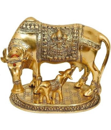 Shri Astha Vinayak Brass Cow and Calf Idol ( 13 cm )