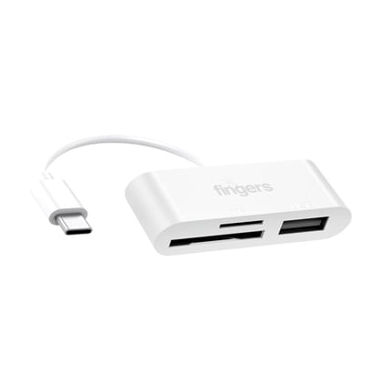 FINGERS Compacto 3-in-1 USB Hub & Card Reader (Type-C to SD, MicroSD, USB 2.0 Port