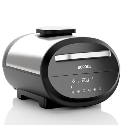 Borosil Best Digi Air-Fryer, Top Load Air Fryer, Large Capacity, 8 Pre-Set Menus, 8 In 1 Functionality, 6.1 L, 1700-Watt, 6.1 liter, Black