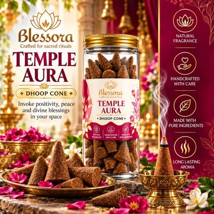 Blessora Temple Aura Dhoop Cone - 40 pc Blessora Temple Aura Dhoop Cone - 40 pc