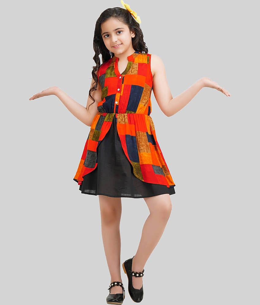 Being Naughty Rayon A-line Dress For Girls ( Pack of 1 , Multicolor )