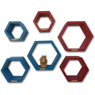 Onlinecraft Wooden Wall Shelf Wooden Wall Shelf (Number Of Shelves - 6, Multicolor)