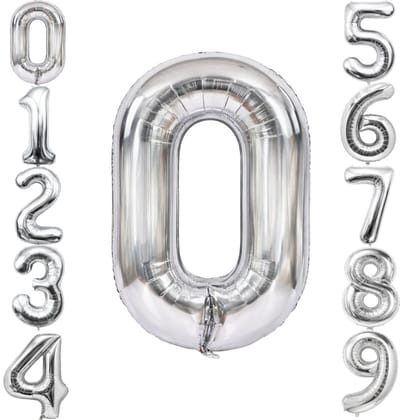 Number 0 Silver Foil Balloon - 40 inches - 1PC