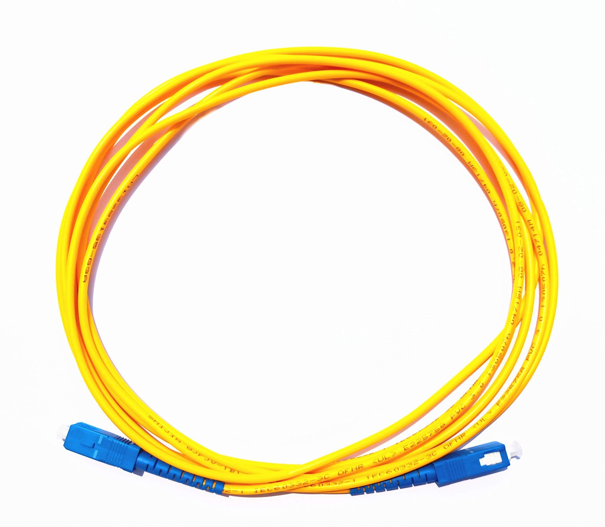 SC-SC Single Mode Fiber Optic Patch Cable Fiber Cables SC to SC SC Optical Connector for Laptop (Yellow, Blue) LENGTH 3 METER