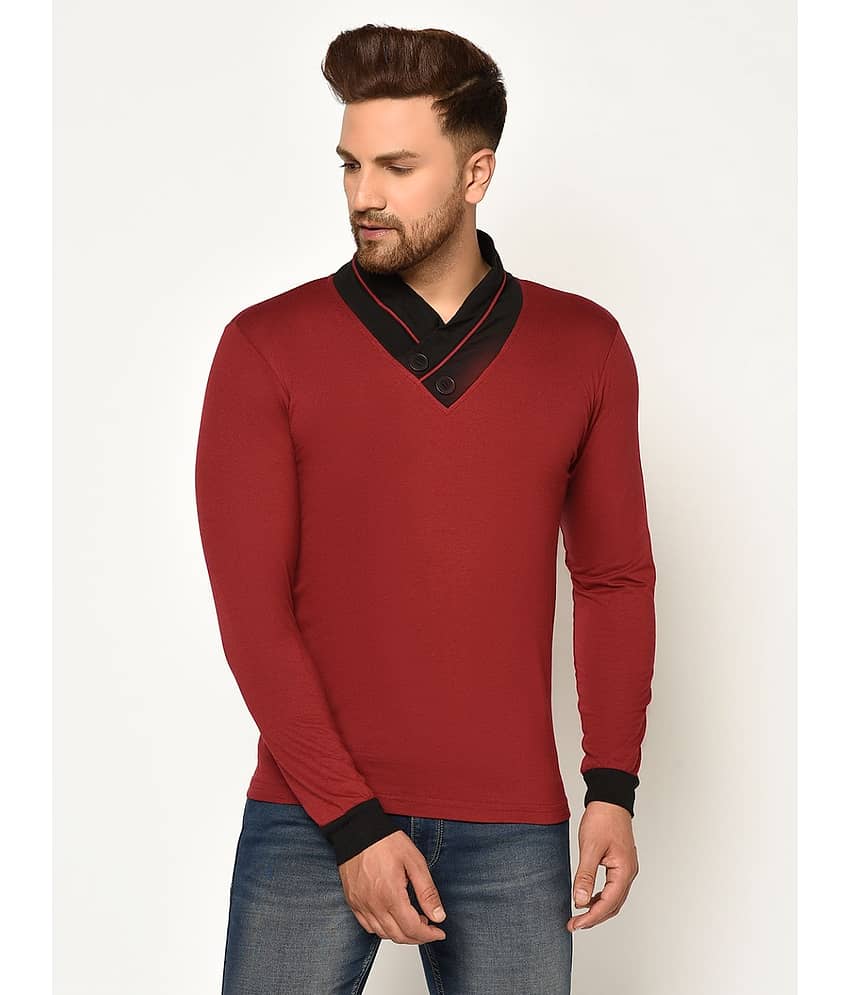 Glito Pack of 1 Cotton Blend Regular Fit Men's T-Shirt ( Maroon )