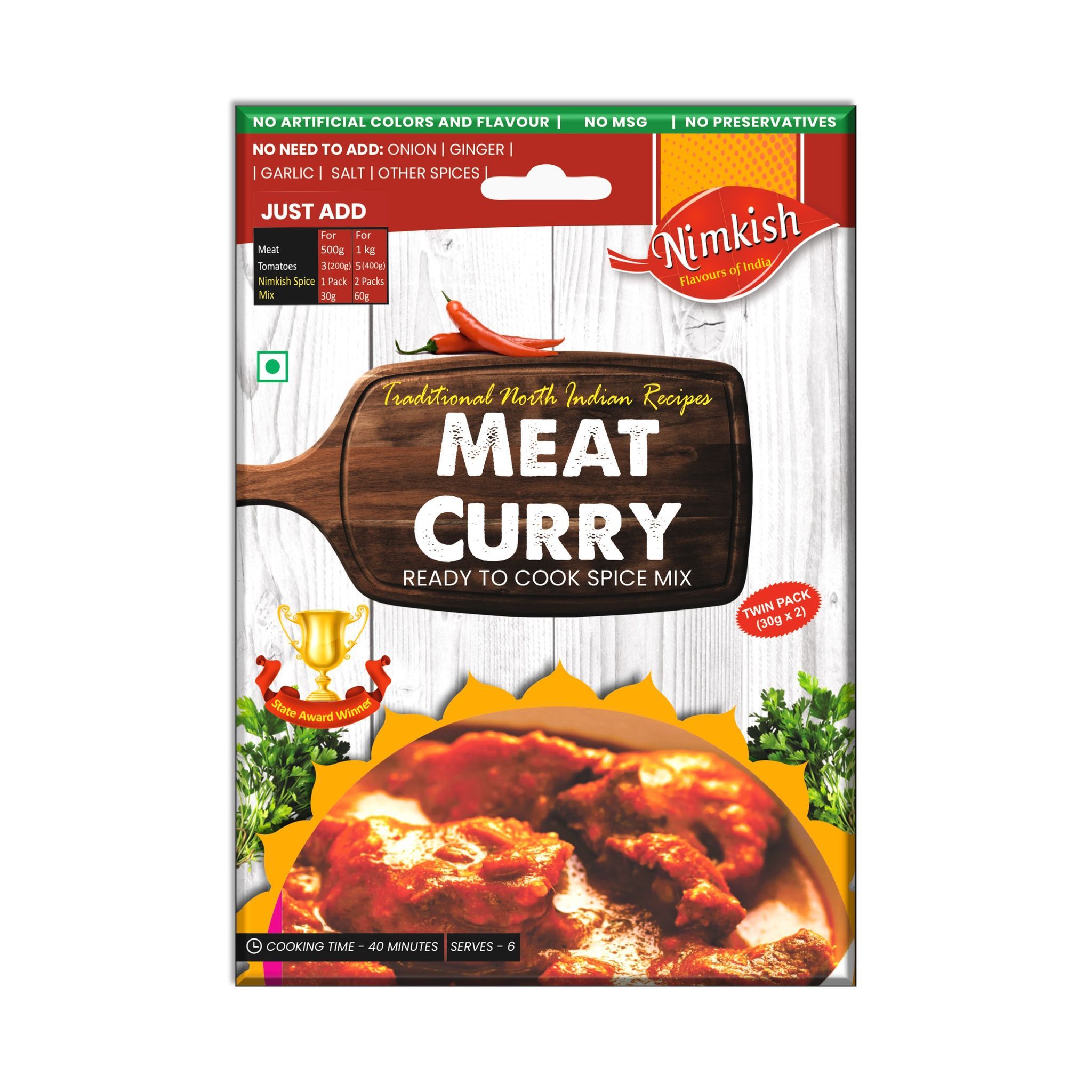 Nimkish Meat Curry Ready to Cook Spice Mix | 60g | Onion Ginger Garlic Already in Mix | Himalayan Recipe