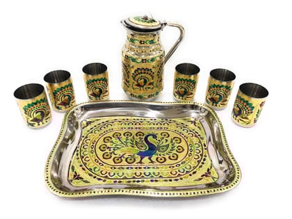 Serving Glass Jug Tray Set