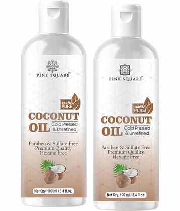 pink square 100% Cold Pressed Pure Coconut Oil For Hair Growth 200 mL Pack of 2