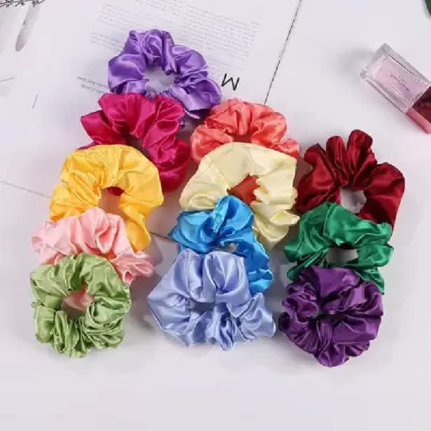 Elecsera Silk Hair Scrunchies Hair Tie Accessories Soft Ponytail Holder Set of 7 pcs Rubber Band (Multicolor)
