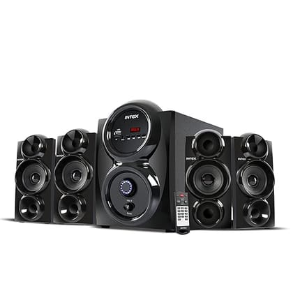 Intex Shine PRO-4751 Auxiliary, Bluetooth Deep Bass Home Theater with Subwoofer 4.1 Channel with 75W Premium Signature Sound, Multiple Connectivity Modes, Master Remote and Sleek Finish (Black)