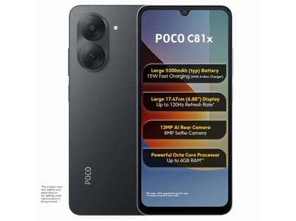 Poco C81X Smartphone, 3GB RAM, 64GB Storage - Crystal Black
