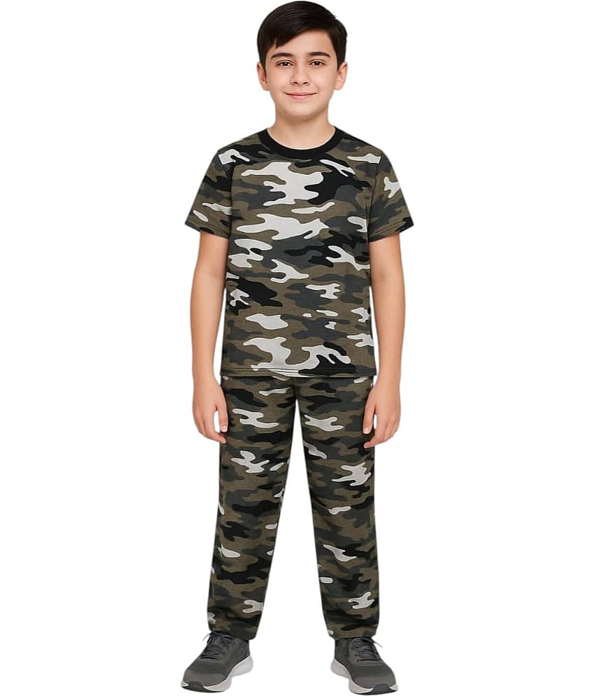 COOLTEES4U Pack of 1 Unisex Cotton Blend T-Shirt & Trackpants Set ( Multicolor )