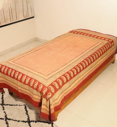 Hand Block Printed Bagh Cotton Single Bed Bed Sheet Hand Block Printed Bagh Cotton Single Bed Bed Sheet