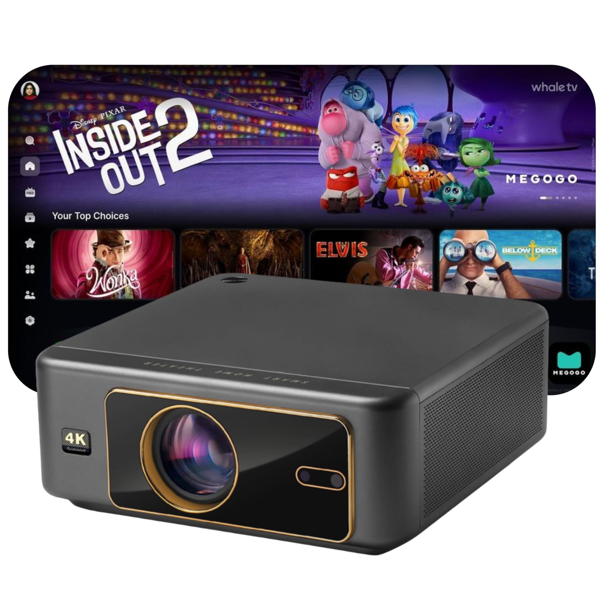 PIXPAQ Japan RAY Gold Android 12 Full HD 1080p Projector, 2150 ANSI Lumens, 300 inch Projection 4K HDR Upscaling, Auto Focus, Auto Keystone, Dual WiFi, Bluetooth, ARC, Dual HDMI, Black PIXPAQ Japan RAY Gold Android 12 Full HD 1080p Projector, 2150 ANSI L