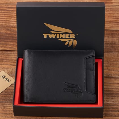 Twiner RFID Protected Genuine Leather Wallet, Black, Slim Design with Removable Card Holder Twiner RFID Protected Genuine Leather Wallet, Black, Slim Design with Removable Card Holder