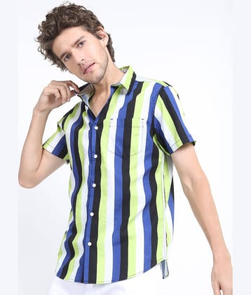 Ketch 100% Cotton Regular Fit Striped Half Sleeves Men's Casual Shirt - Blue ( Pack of 1 )