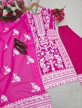 Designer Party Wear Top-Sarara And Dupatta With Embroidery Work