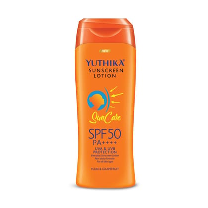 Yuthika Sunscreen Lotion SPF 50 PA++++ with UVA & UVB Protection, Sun Cream for All Skin Types - 100ml