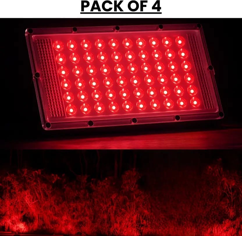 SPARKWORLD 50W BRICK LIGHT Flood Light Outdoor Lamp (Red) | Colour: Red (Pack of 4)