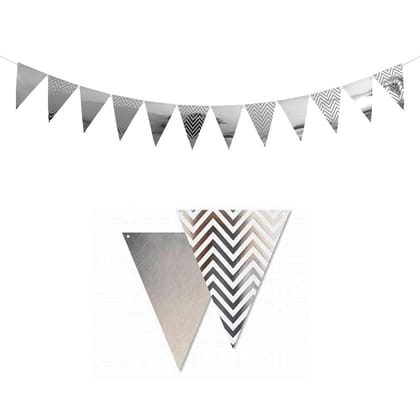 Chevron Silver Flag Bunting - Over 9 FT